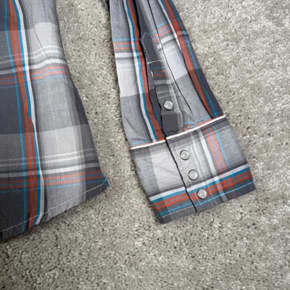 Roper Women's M Plaid Pearl Snap Western Rodeo Shirt Gray - Picture 9 of 10